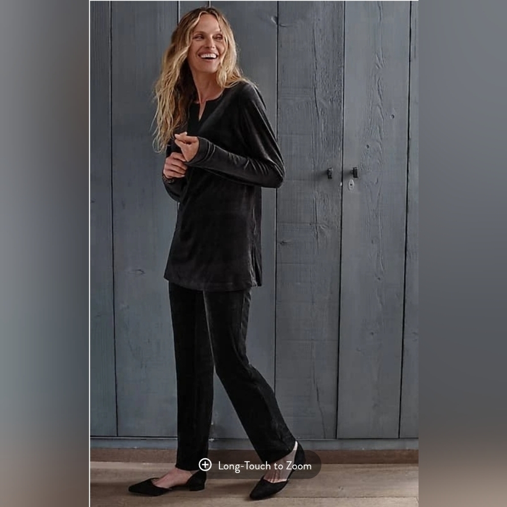 J. Jill black velvet/velour‎ Women's Straight-leg Lightweight pants Size 12P